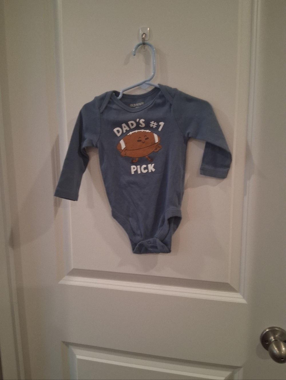 Old Navy Blue Long-Sleeve Baby One-Piece Bodysuit with Football Graphic